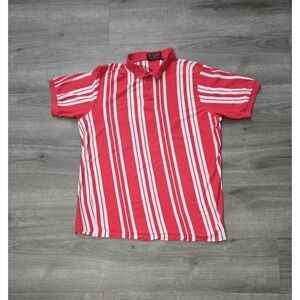 Vintage 70s Chaps Ralph Lauren Red White Striped Polo Shirt Large Golf‎